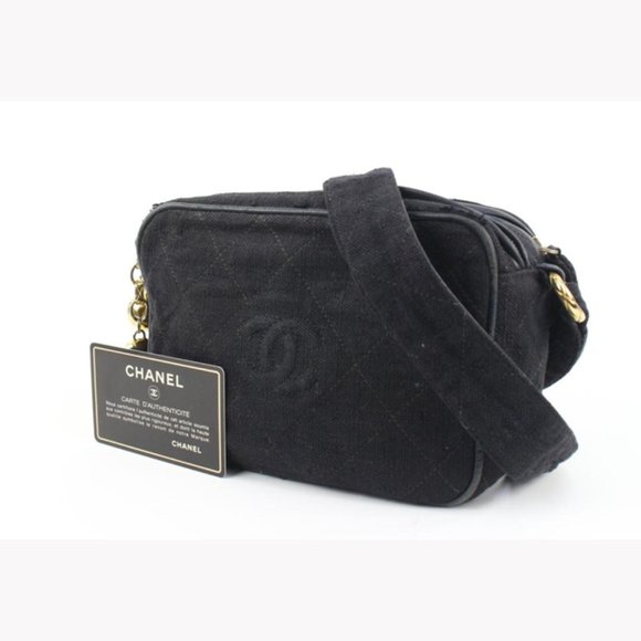 Chanel Ultra Rare Black Woven Gold Charm Camera Bag 57ck32s  Chanel Ultra Rare Black Woven Gold Charm Camera Bag 57ck32s